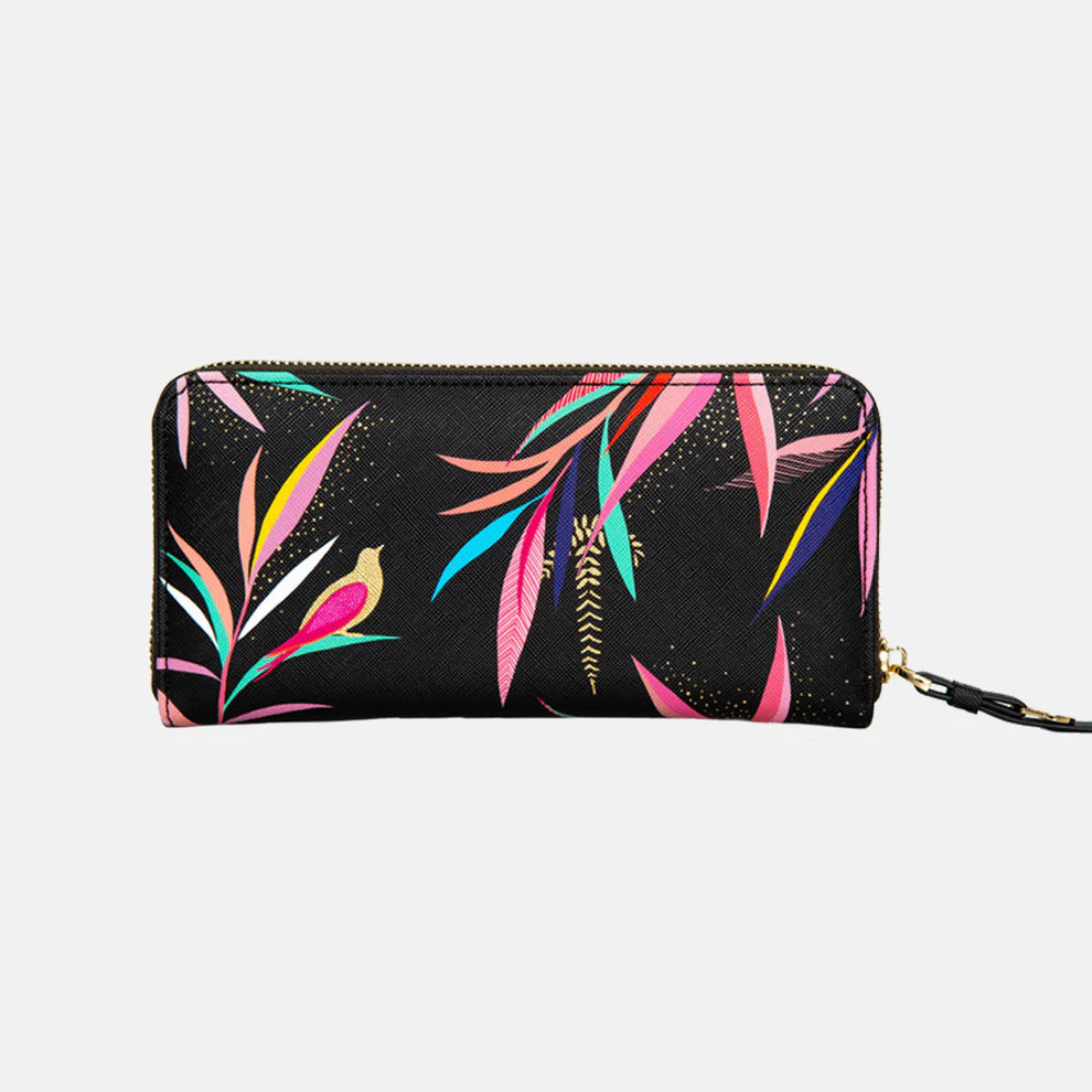 Smokey Blue Birds Large Zip Purse