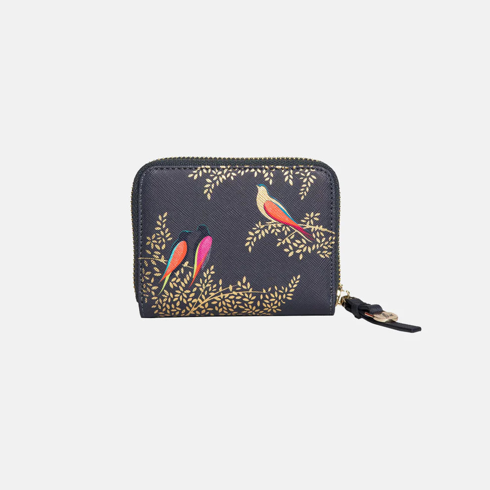 Smokey Blue Birds Small Zip Purse