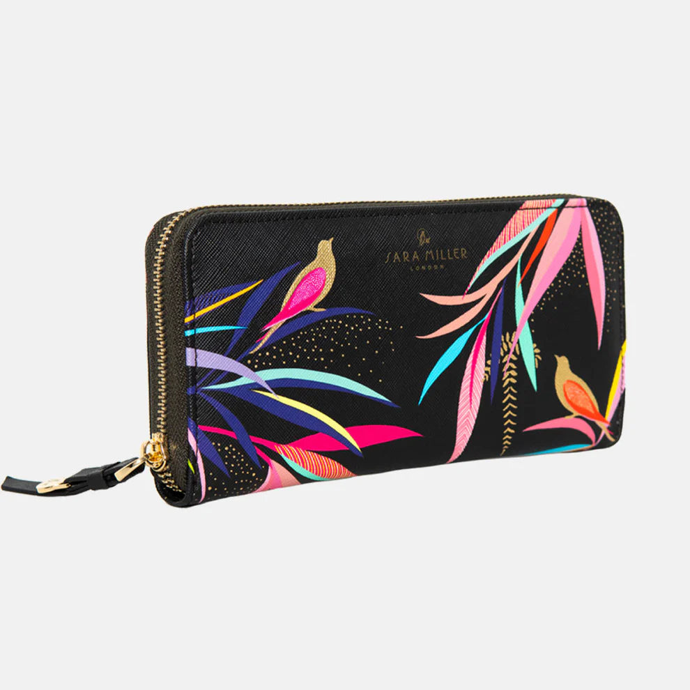 Smokey Blue Birds Large Zip Purse