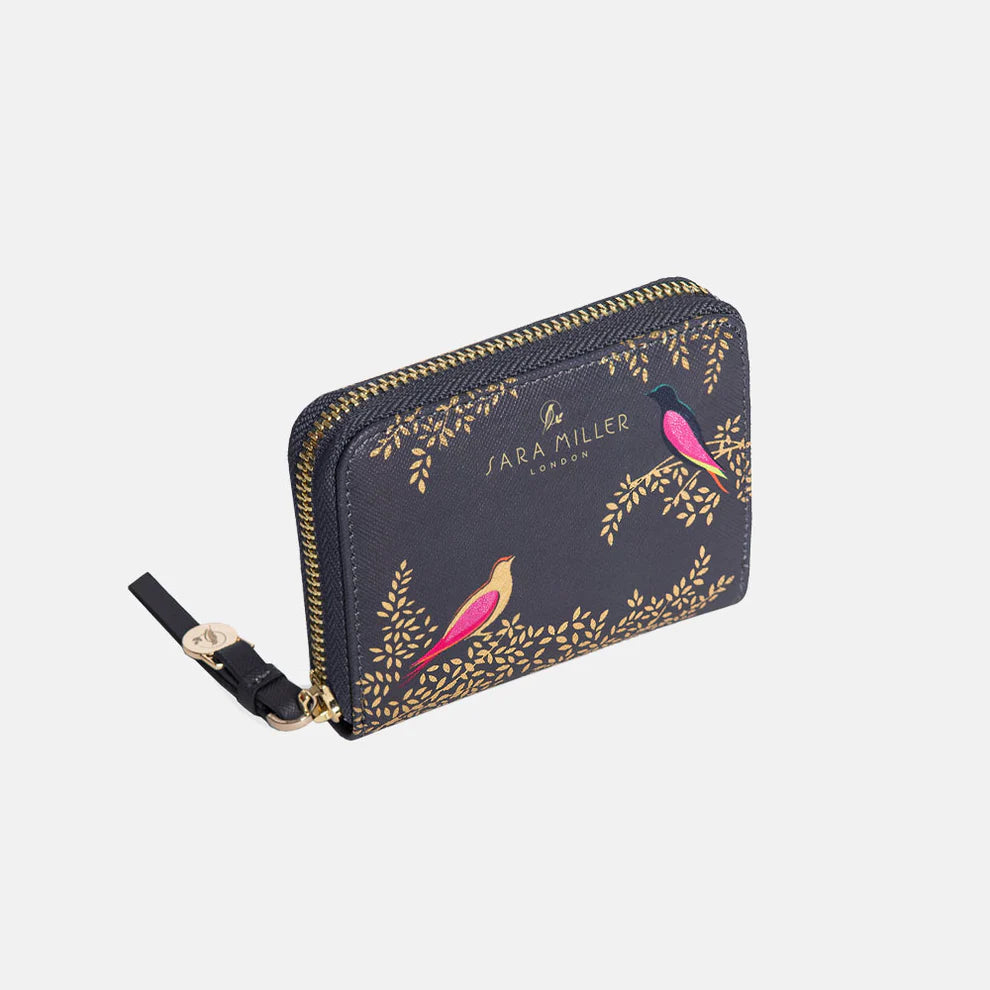 Smokey Blue Birds Small Zip Purse