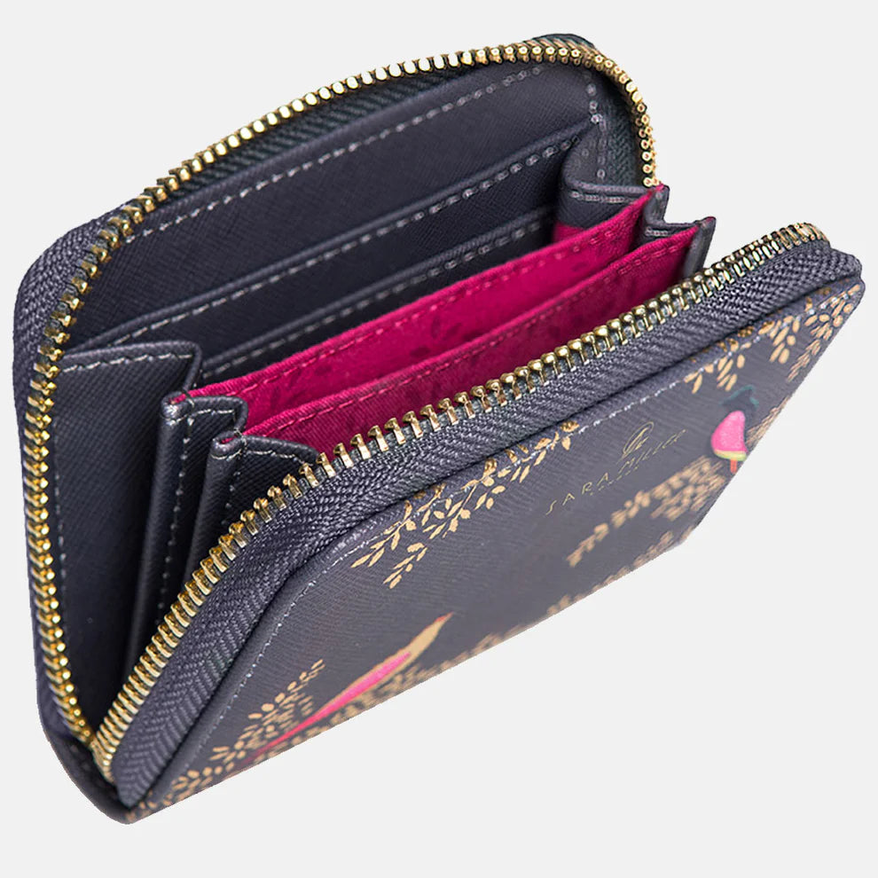 Smokey Blue Birds Small Zip Purse