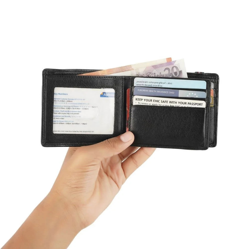 Primehide Leather Trifold Wallet with RFID & Elastic Closure Rowan Hudson