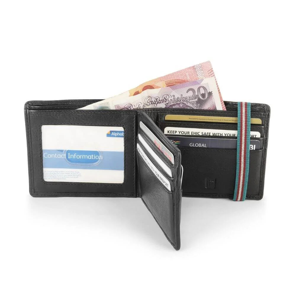 Primehide Leather Trifold Wallet with RFID & Elastic Closure Rowan Hudson