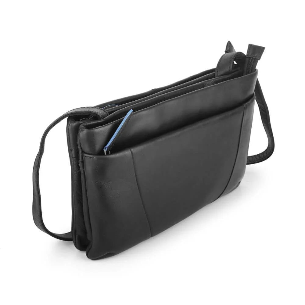 Primehide Leather Crossbody Bag with Triple Compartment Rose Chester