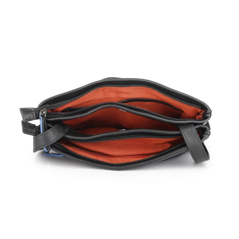 Primehide Leather Crossbody Bag with Triple Compartment Rose Chester