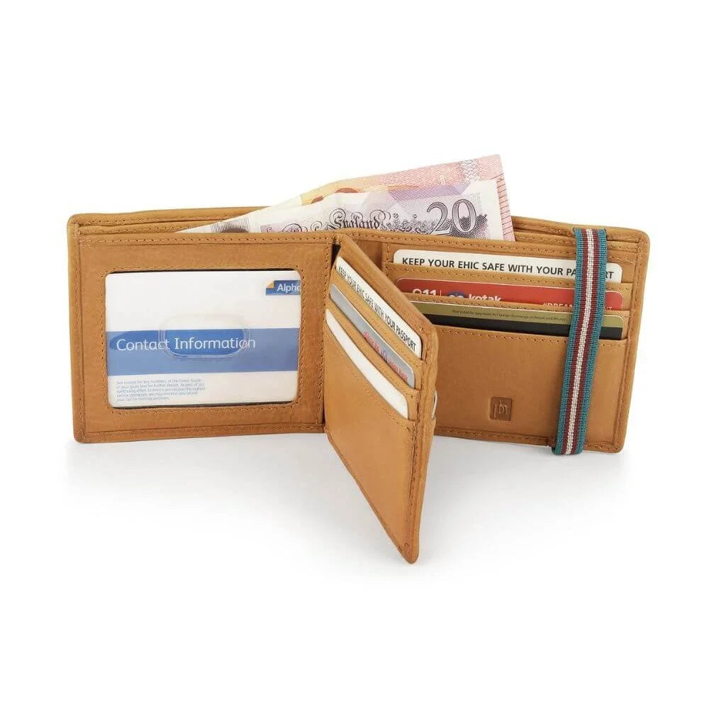 Primehide Leather Trifold Wallet with RFID & Elastic Closure Rowan Hudson