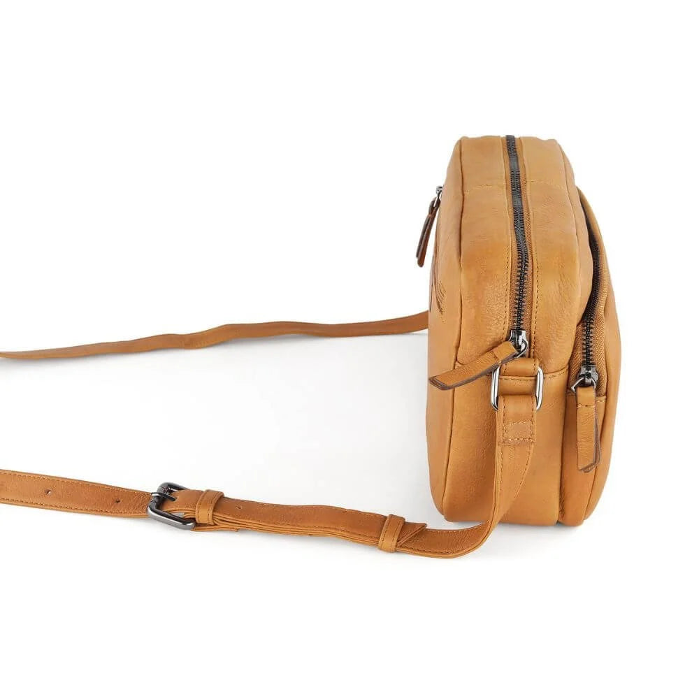 Primehide Leather Handbag with Zip-Top & Crossbody Strap Iris Hudson