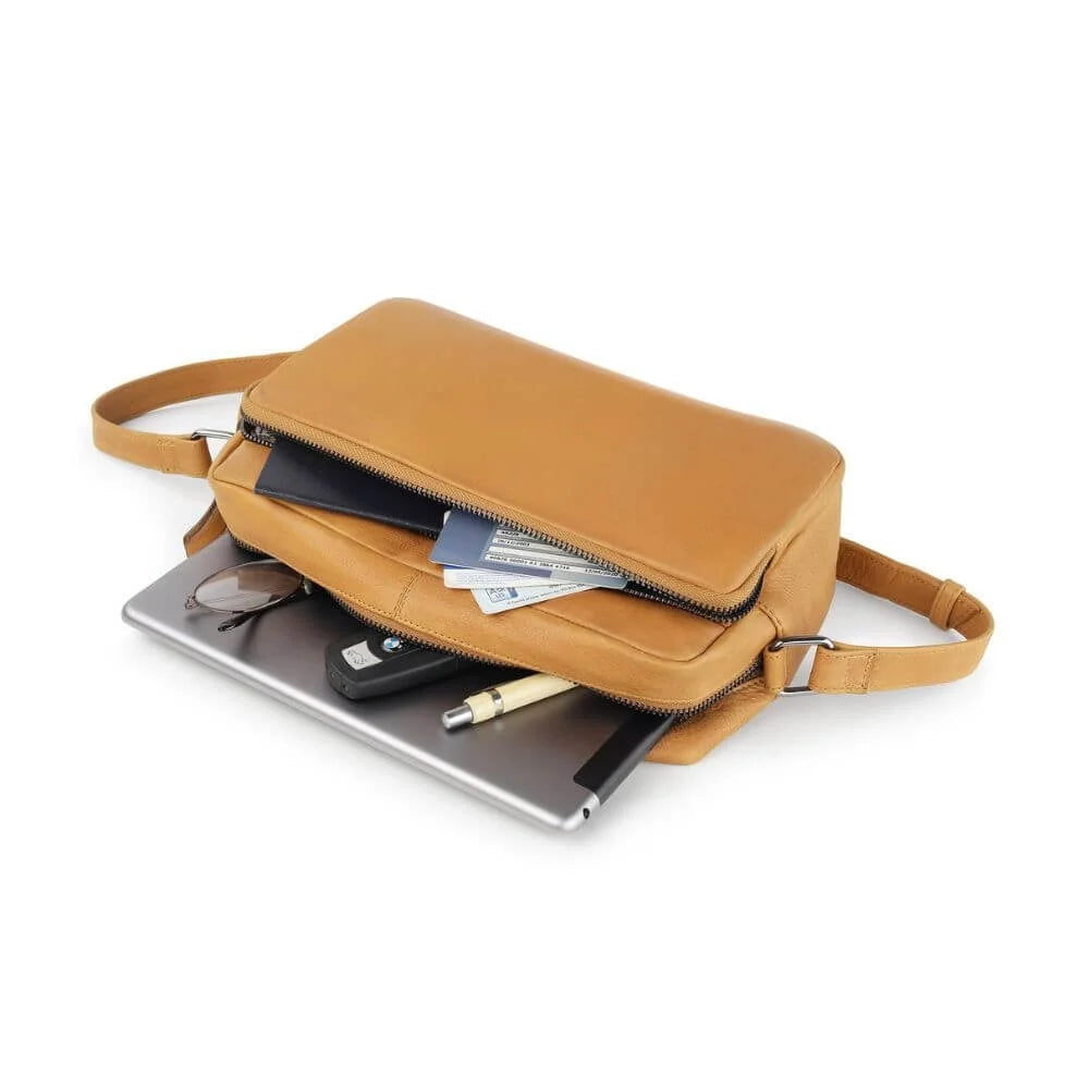 Primehide Leather Handbag with Zip-Top & Crossbody Strap Iris Hudson