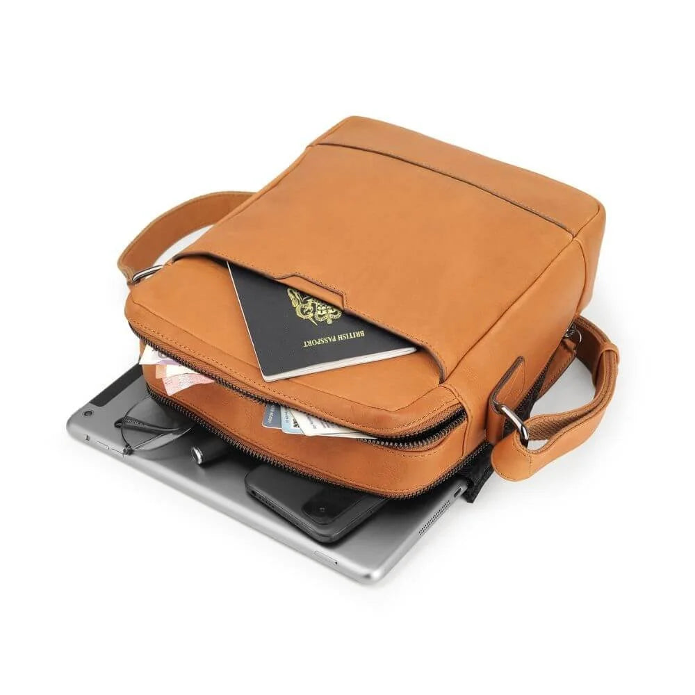 Primehide Leather Messenger Bag for Tablets & Travel Theo Hudson