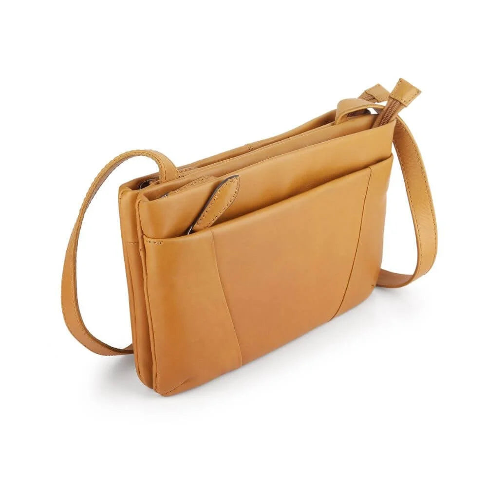 Primehide Leather Crossbody Bag with Triple Compartment Rose Chester