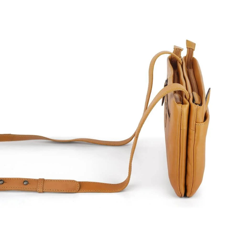 Primehide Leather Crossbody Bag with Triple Compartment Rose Chester