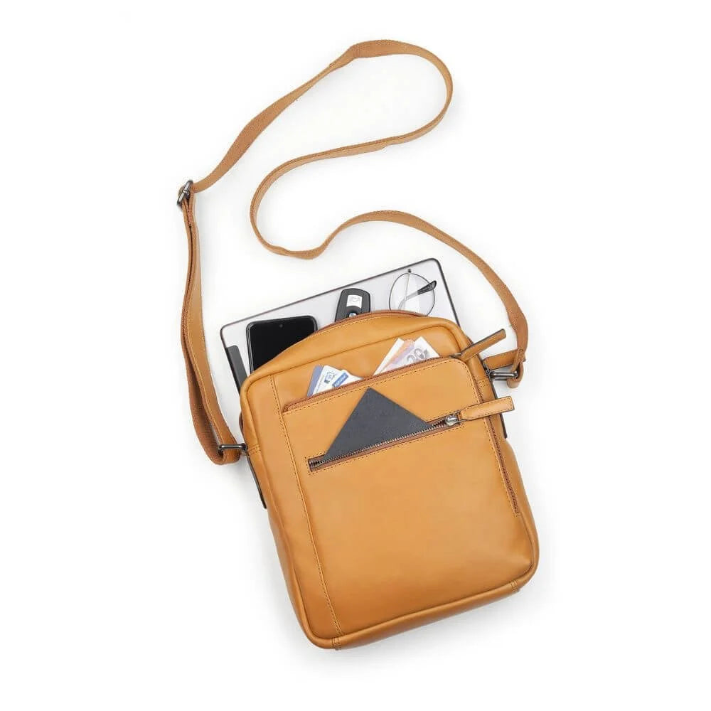 Primehide Leather Messenger Bag with Organiser & Tablet Pocket Frankie Chester