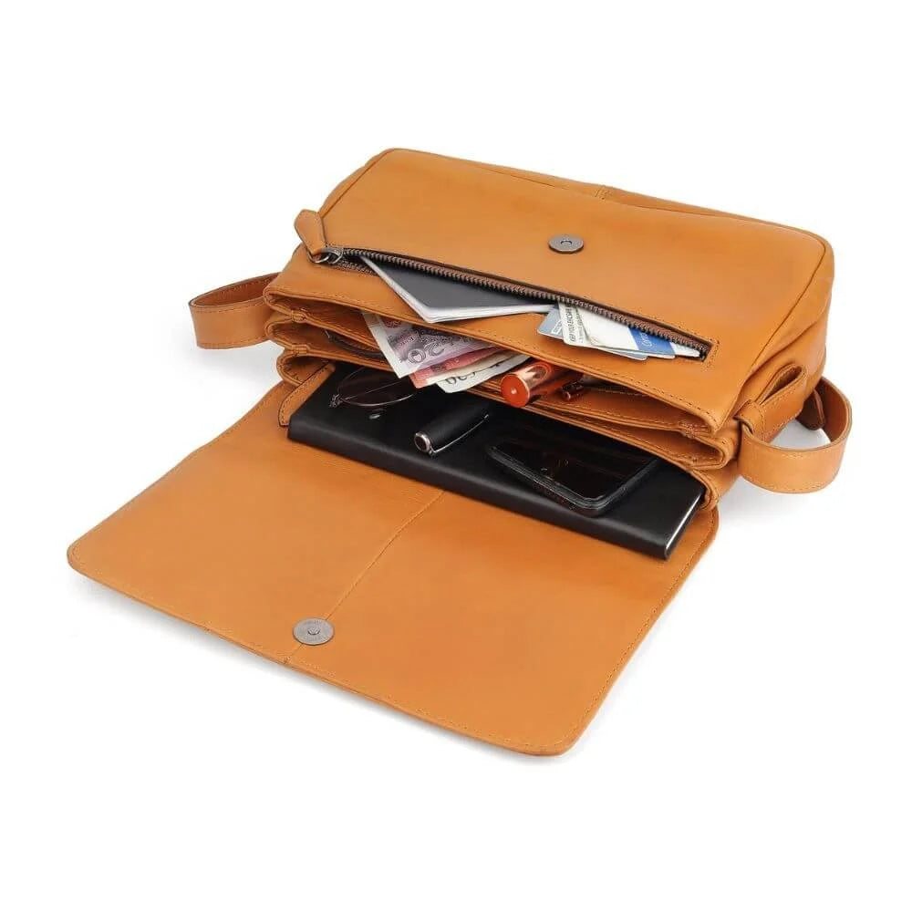 Primehide Leather Organiser Bag with Triple Zip & Built-in Wallet Ida Chester