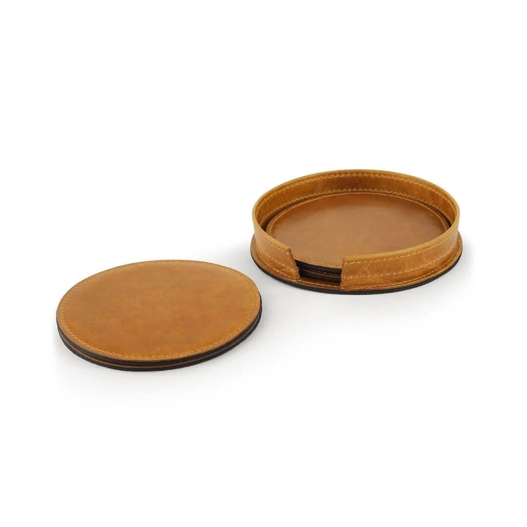 Primehide Leather Coaster Set Of 4 Edmund Mayfair