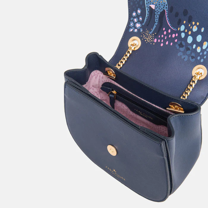 Midnight Leopard Gold Chain Crossbody Bag