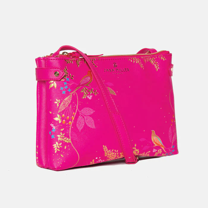 Pink Birds Zip Top Crossbody
