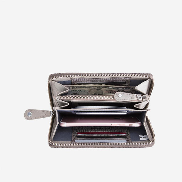 ZIP AROUND PURSE, GREY