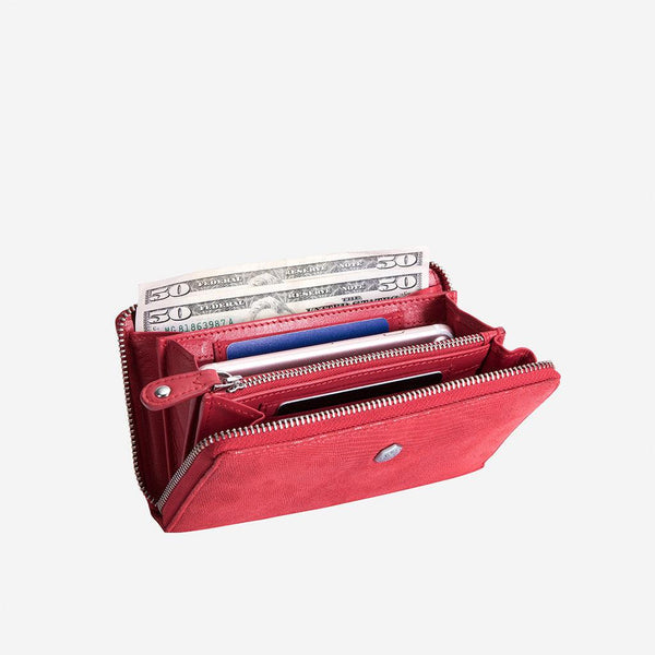 ZIP AROUND PURSE, CHERRY