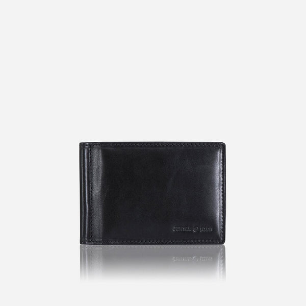 LEATHER MONEY CLIP WALLET, BLACK