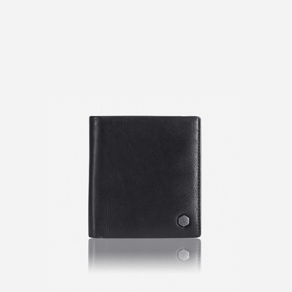 SLIM BIFOLD CARD HOLDER WITH COIN, SOFT BLACK