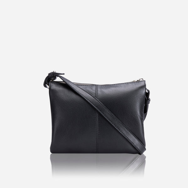 SLIM LADIES LEATHER CROSSBODY, BLACK