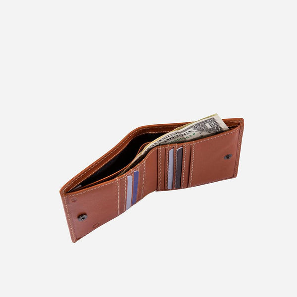SLIM BIFOLD WALLET WITH COIN, TAN