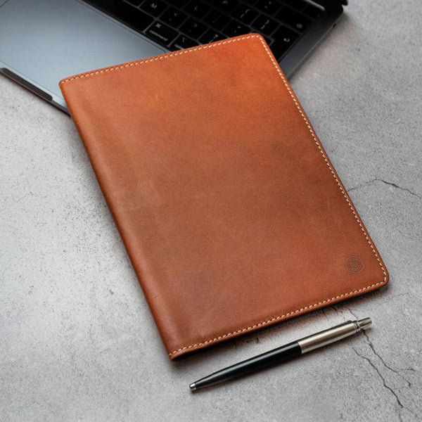 LEATHER A5 NOTEBOOK COVER, CLAY