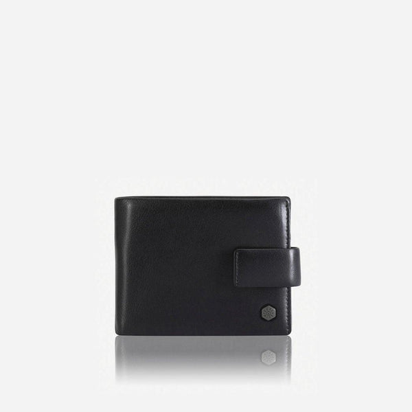 LARGE BIFOLD WALLET WITH PRESS STUD CLOSURE, SOFT BLACK