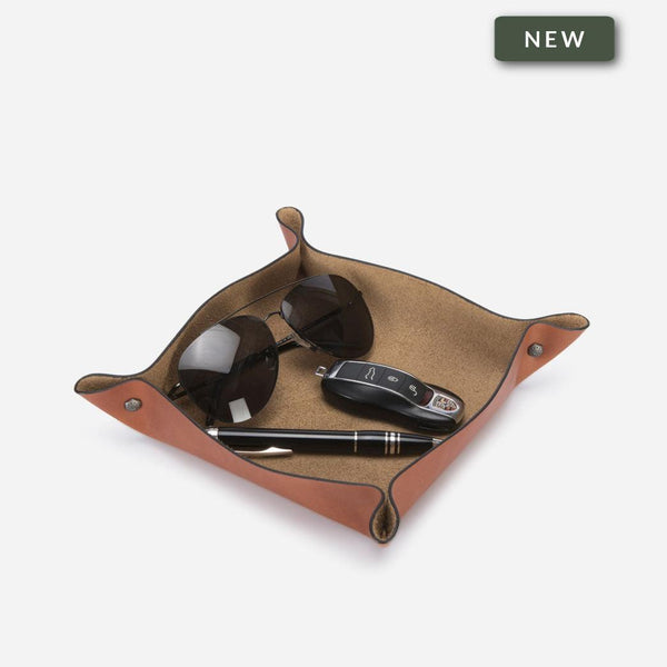 LEATHER DESK TRAY, CLAY