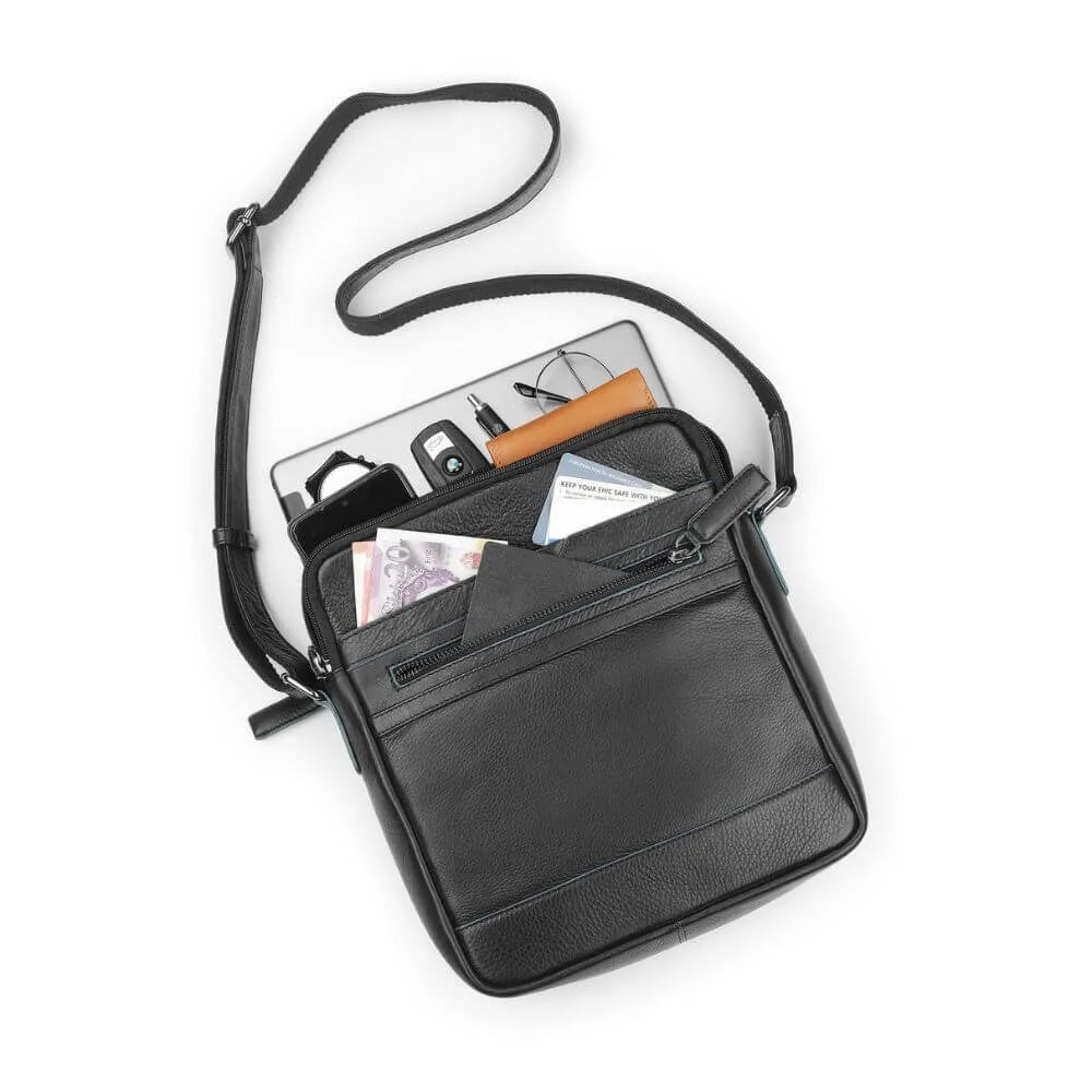 Primehide Leather Crossbody Bag with Top Handle & Twin Zip Compartments Lena Hudson