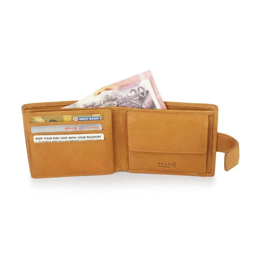 Primehide Leather Bifold Wallet with Coin Pocket & RFID Harris Hudson