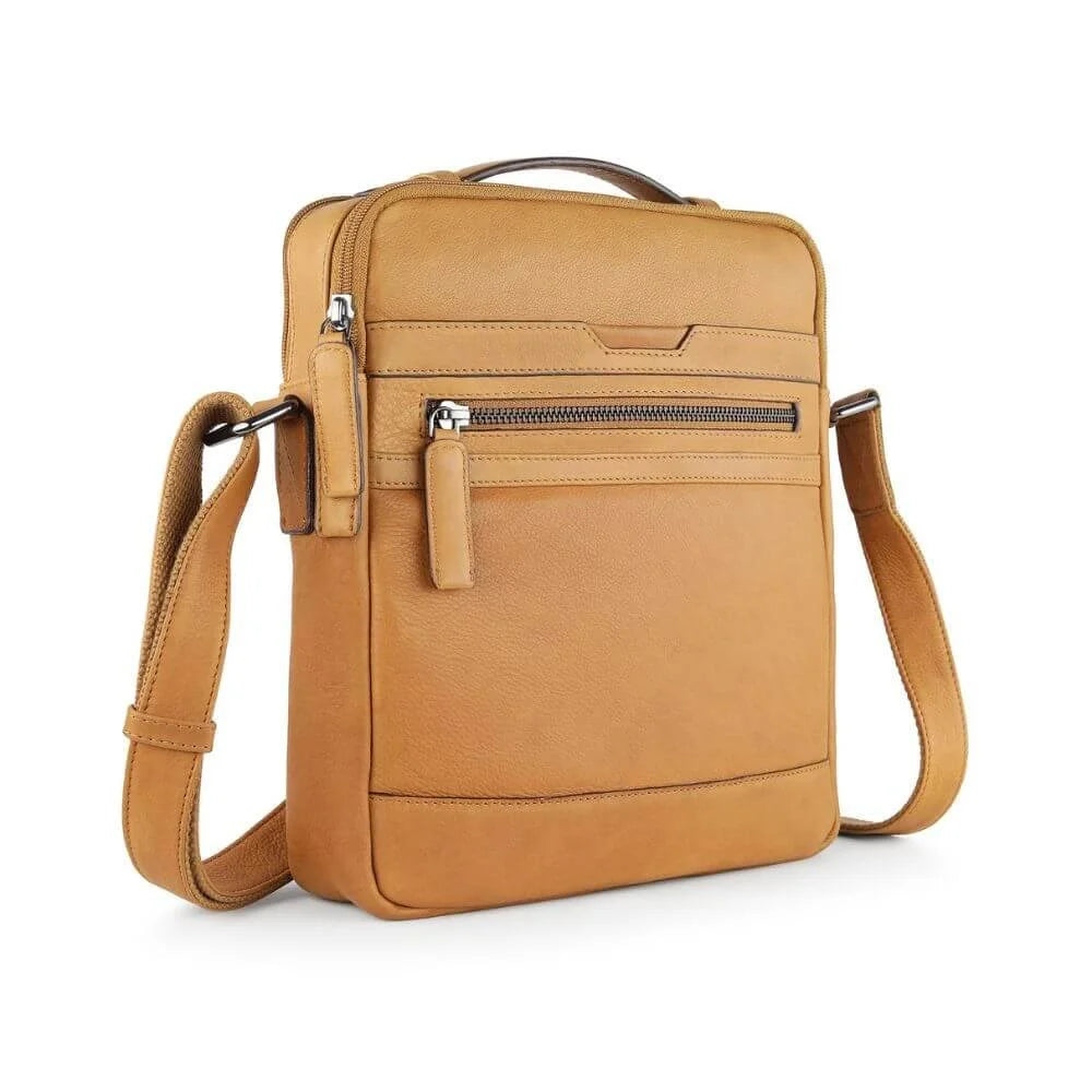 Primehide Leather Crossbody Bag with Top Handle & Twin Zip Compartments Lena Hudson