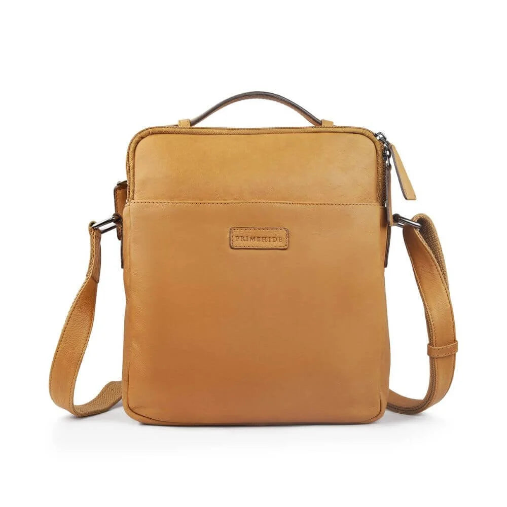 Primehide Leather Crossbody Bag with Top Handle & Twin Zip Compartments Lena Hudson