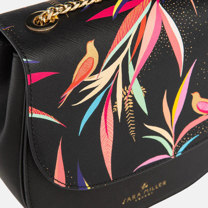 Black Bamboo Gold Chain Crossbody Bag