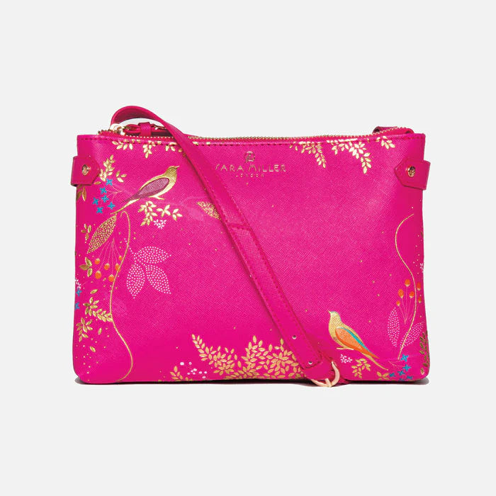 Pink Birds Zip Top Crossbody