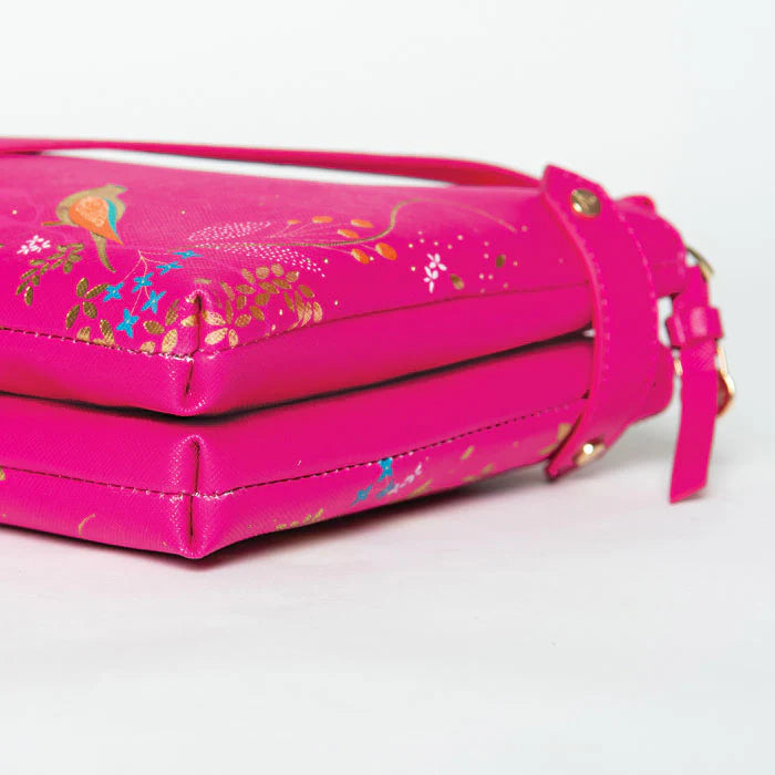 Pink Birds Zip Top Crossbody