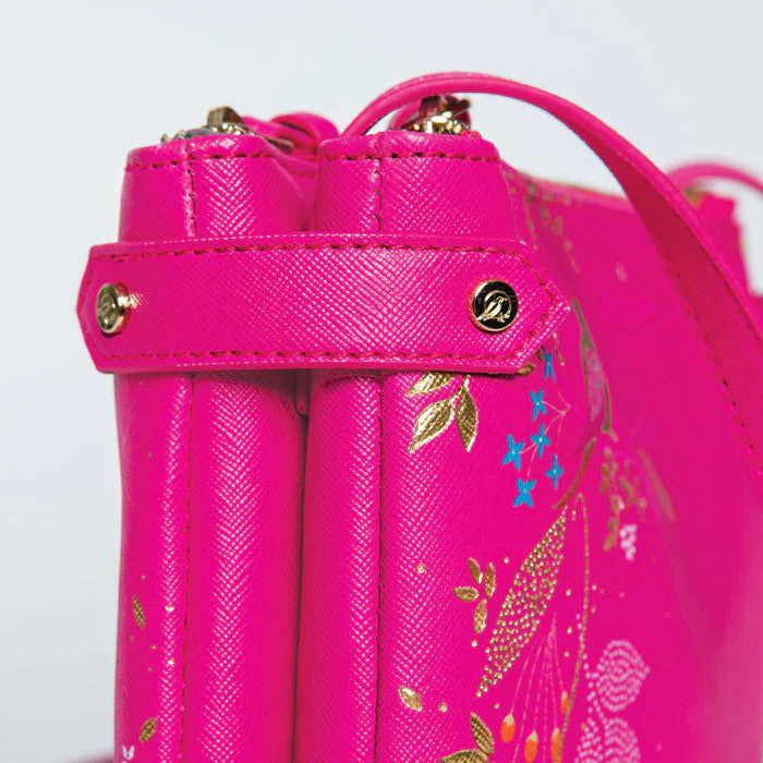 Pink Birds Zip Top Crossbody