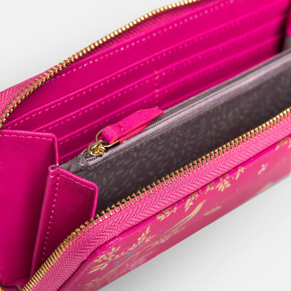 Pink Birds Large Zip Purse