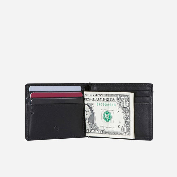 LEATHER MONEY CLIP WALLET, BLACK