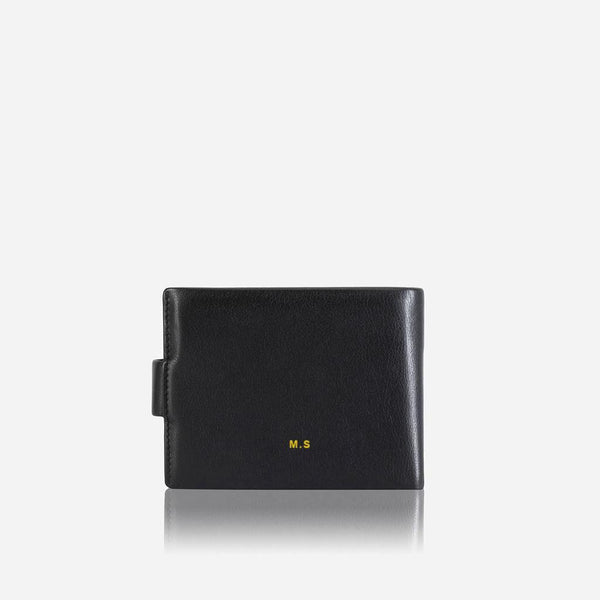 LARGE BIFOLD WALLET WITH PRESS STUD CLOSURE, SOFT BLACK