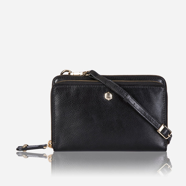 LADIES PURSE WITH DETACHABLE STRAP, BLACK