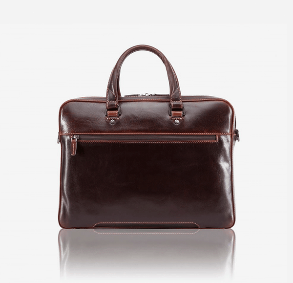 SLIM ZIP TOP BRIEFCASE, TOBACCO