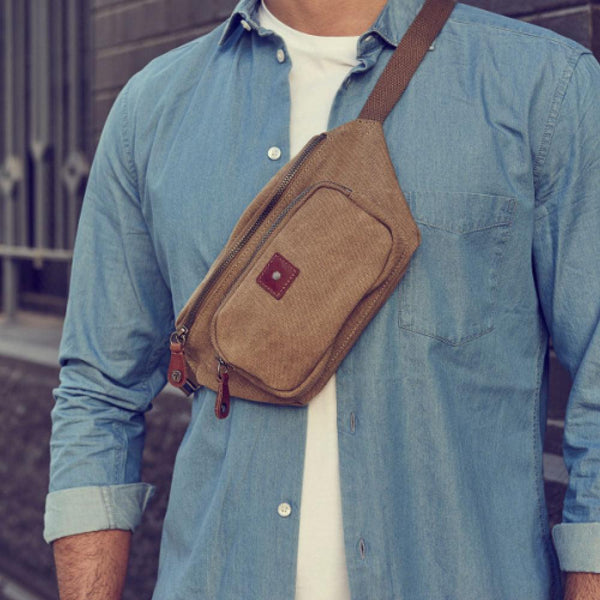 LEATHER CASUAL WAIST BAG, KHAKI | JEKYLL AND HIDE UK