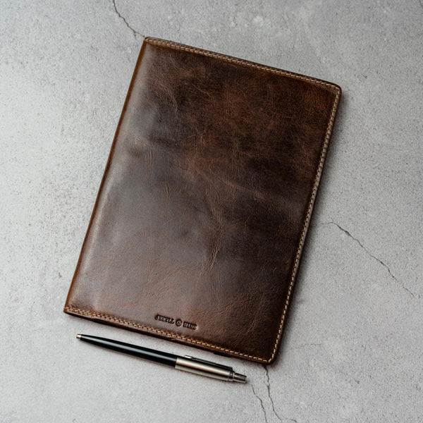 LEATHER A5 NOTEBOOK COVER, COFFEE