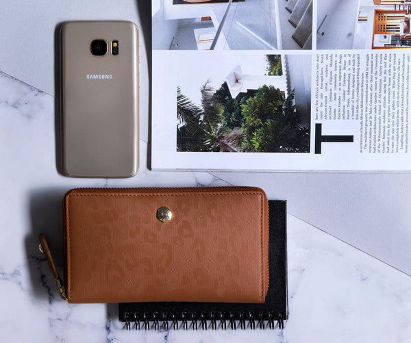 ZIP AROUND PURSE, NATURAL