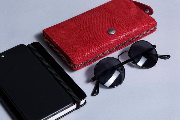 ZIP AROUND PURSE, CHERRY