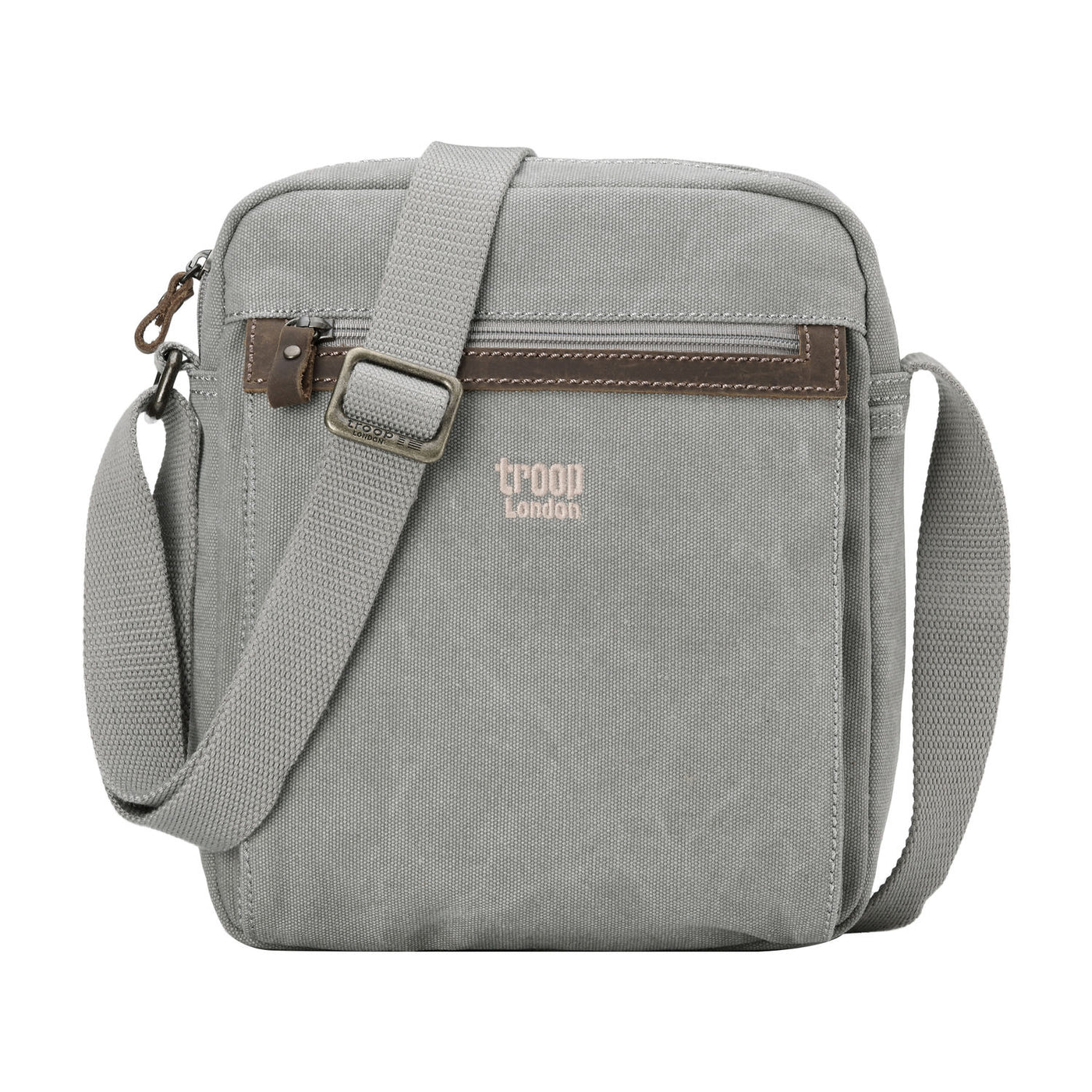 Troop London Classic Canvas across body bag TRP0218 is a simple yet spacious single compartment shoulder bag with zipping pockets on the front and back is suitable for all your necessities.