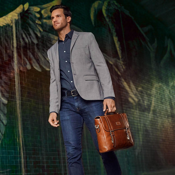 DOUBLE BUCKLE LAPTOP BRIEFCASE